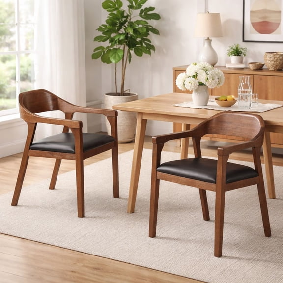 Rasmus Dining Armchairs - Chestnut Wire-Brush Finish - Set of 2