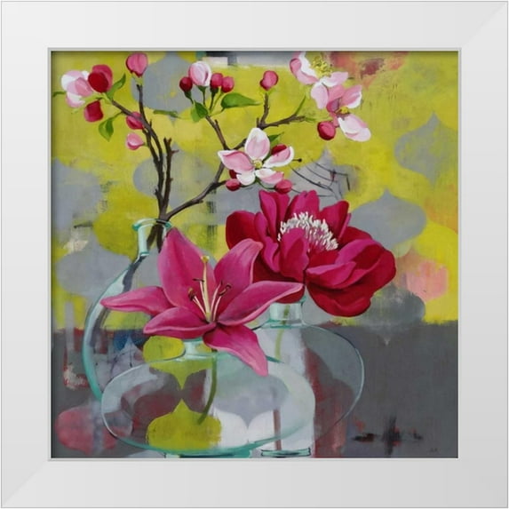 Rasmusson, Jennifer 26x26 White Modern Wood Framed Museum Art Print Titled - Apple Blossom Trio