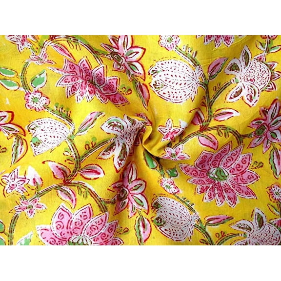 Rasogi Handicrafts Hand Block Printed Pure Cotton Fabric 3 Yard (FABRIC-12)
