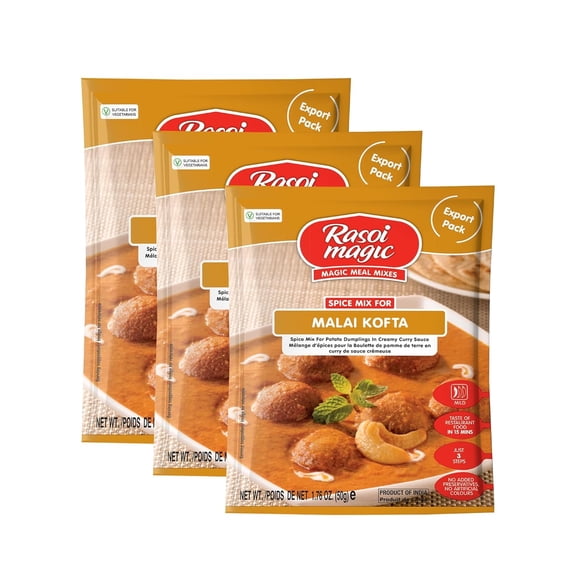 Rasoi Magic Spice Mix for Malai Kofta, 50g | Ready-to-Cook | No Added Preservatives or Artificial Colours | Delicious Restaurant-Style Taste in 15 Minutes | Easy Cooking | Pack of 3