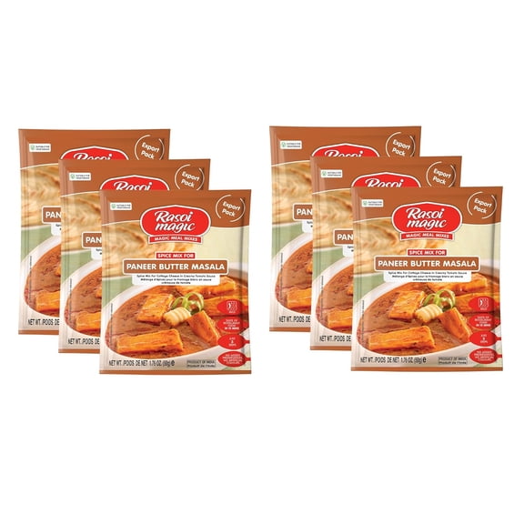 Rasoi Magic Spice Mix for Paneer Butter Masala (Pack of 6) | Ready-to-Cook | No Added Preservatives, No Artificial Colours | Restaurant-Style Flavours in 15 Minutes | 50g Each Packet