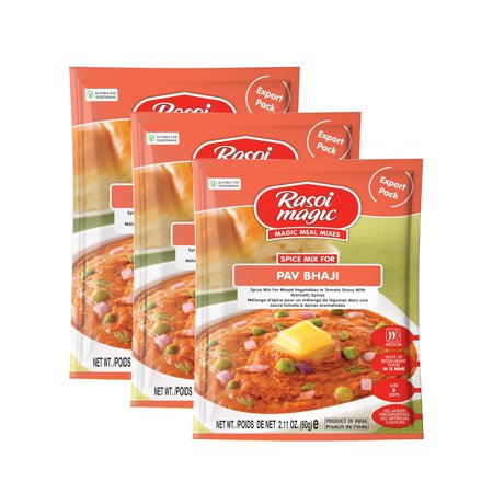 Rasoi Magic Spice Mix for Pav Bhaji, 60g | Ready-to-Cook | No Added Preservatives or Artificial Colours | Delicious Restaurant-Style Taste in 15 Minutes | Easy Cooking | Pack of 3
