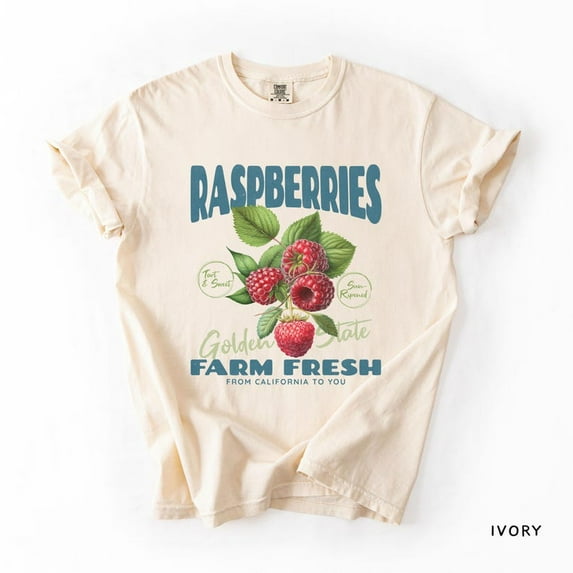 Raspberries Graphic Tee, Fruit Shirt, Californaiia Tee, Farers Market T-shirt, Foodie Shirt, Retro-Style Vintage TH1406B05