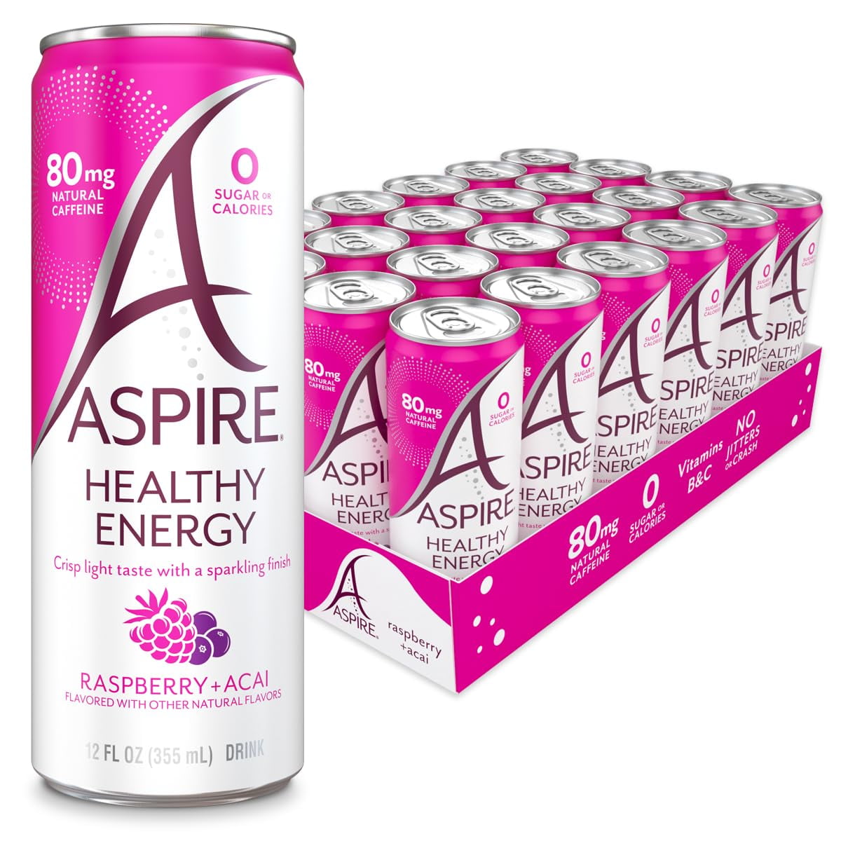 Raspberry Acai, Healthy Energy Drink, Natural Caffeine from Green Tea