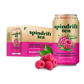 Spindrift Raspberry Iced Tea, Real Brewed Black Tea with Real Squeezed Raspberry Juice, Low Calorie (46 Calories), No Artificial Sweeteners
