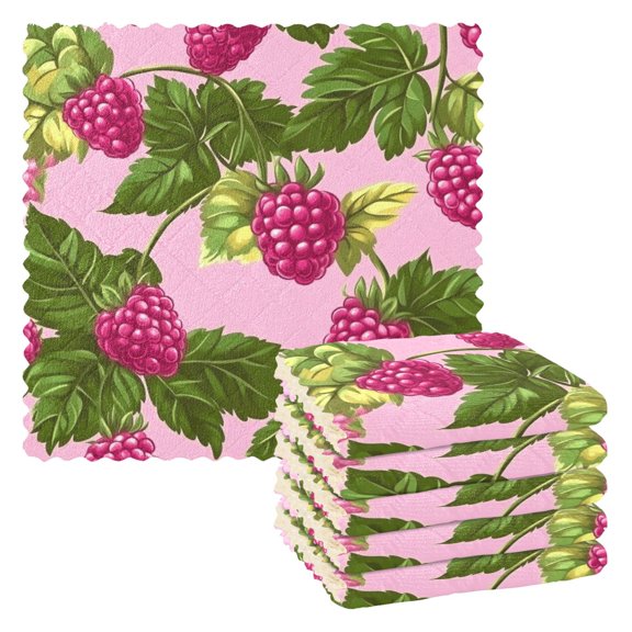 Raspberry Fruit Pattern Kitchen Cloth Dish Towels for Drying Washing Absorbent Dish Rags Reusable soft kitchen dishcloth set 6 Pack