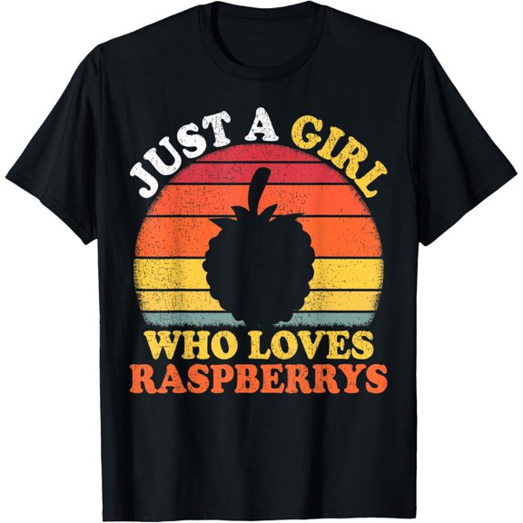 t-shirt Raspberry Fruit Vintage Just A Girl Who Loves Raspberrys T-Shirt mens t shirt，black，women，funny，misfits，men，journey