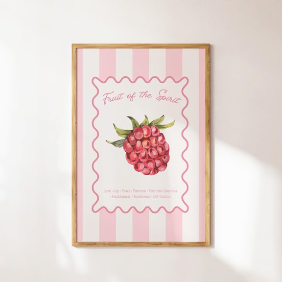 Raspberry Fruit of the Spirit Christian Kitchen Decor, Unframed Canvas 8x10in