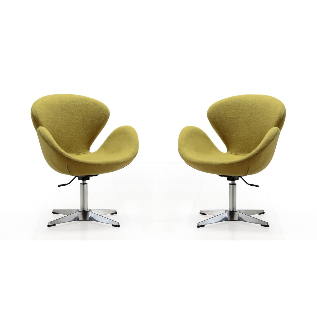 Raspberry Green Faux Leather Swivel Accent Chair Set
