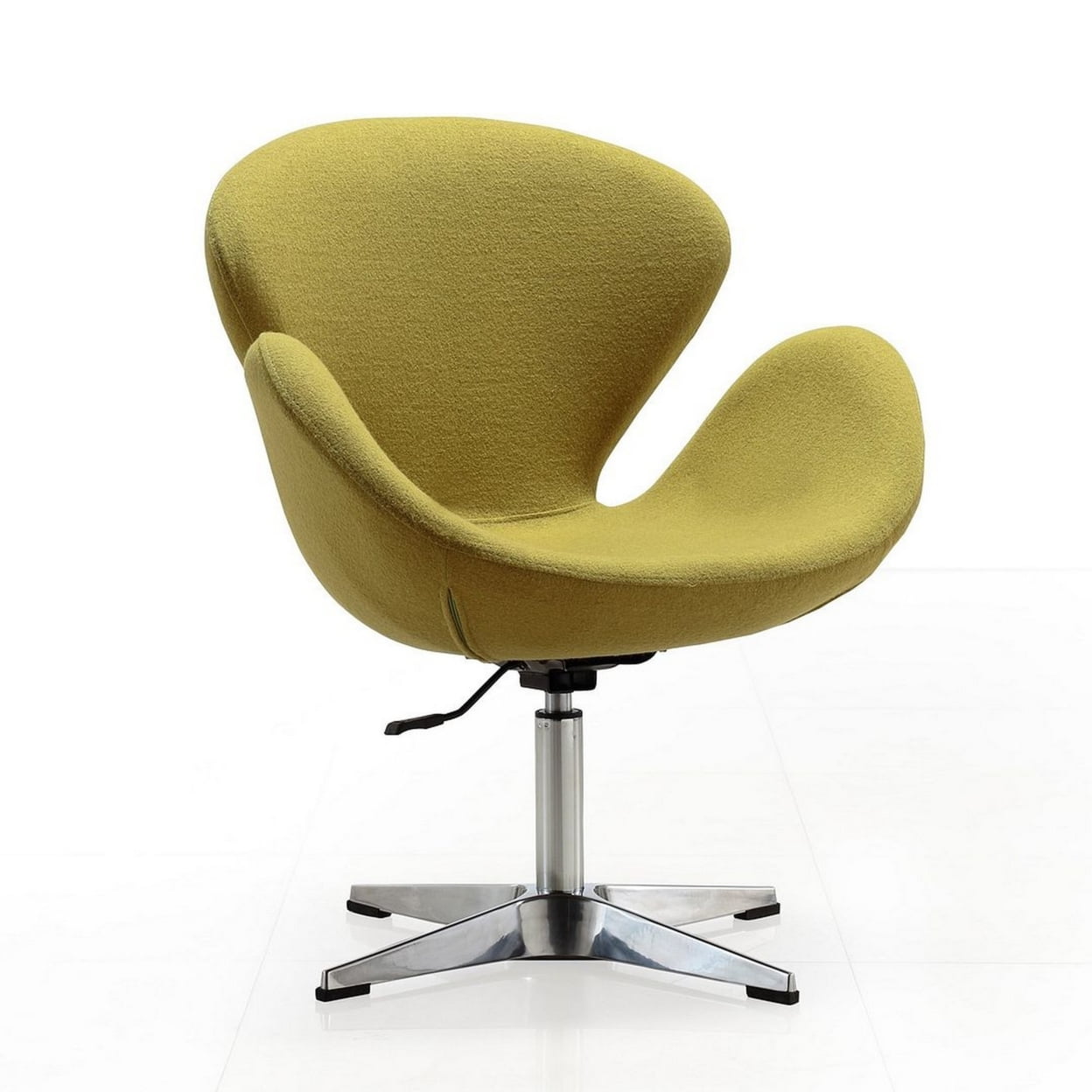 Sage Green Wool Blend Swivel Accent Chair with Chrome Base