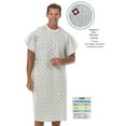 thumbnail image 1 of Personal Touch Angle Back Overlap Premium Patient IV Sleeves Hospital Gown with Telemetry Pocket, Raspberry Grey Diamonds (1), 1 of 2