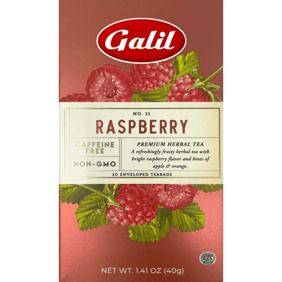 Raspberry Herbal Tea | 20' Tea Bags | 1.41 oz | Galil - Walmart.com