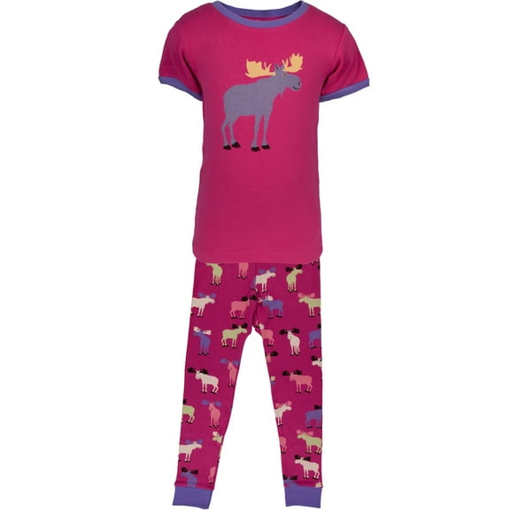 Raspberry Moose All-Over Juvy Pajama Set - 4