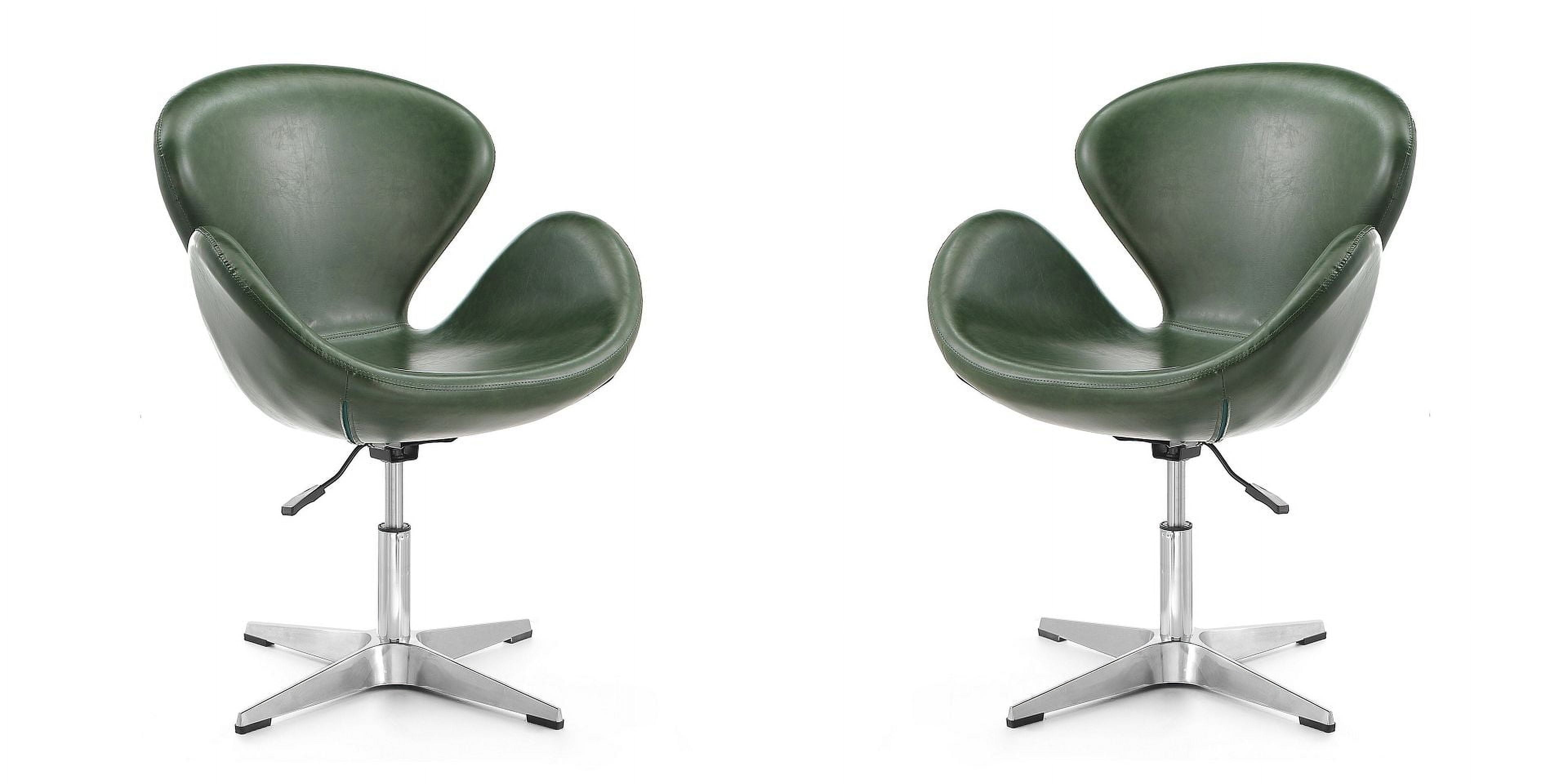Forest Green Faux Leather Swivel Chair, Set of 2