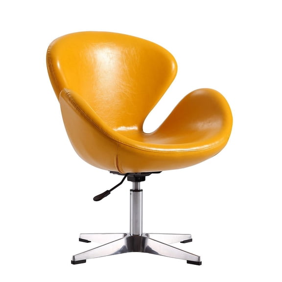 Manhattan Comfort Raspberry Faux Leather Height Adjustable Chair in Yellow