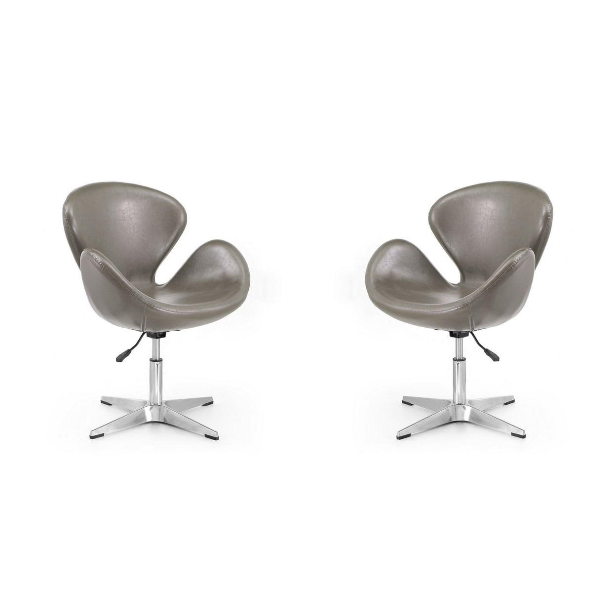 Pebble Faux Leather Swivel Accent Chair in Polished Chrome