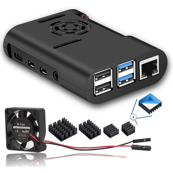Raspberry Pi 4 Case with Cooling Fan and Heatsink for 4B