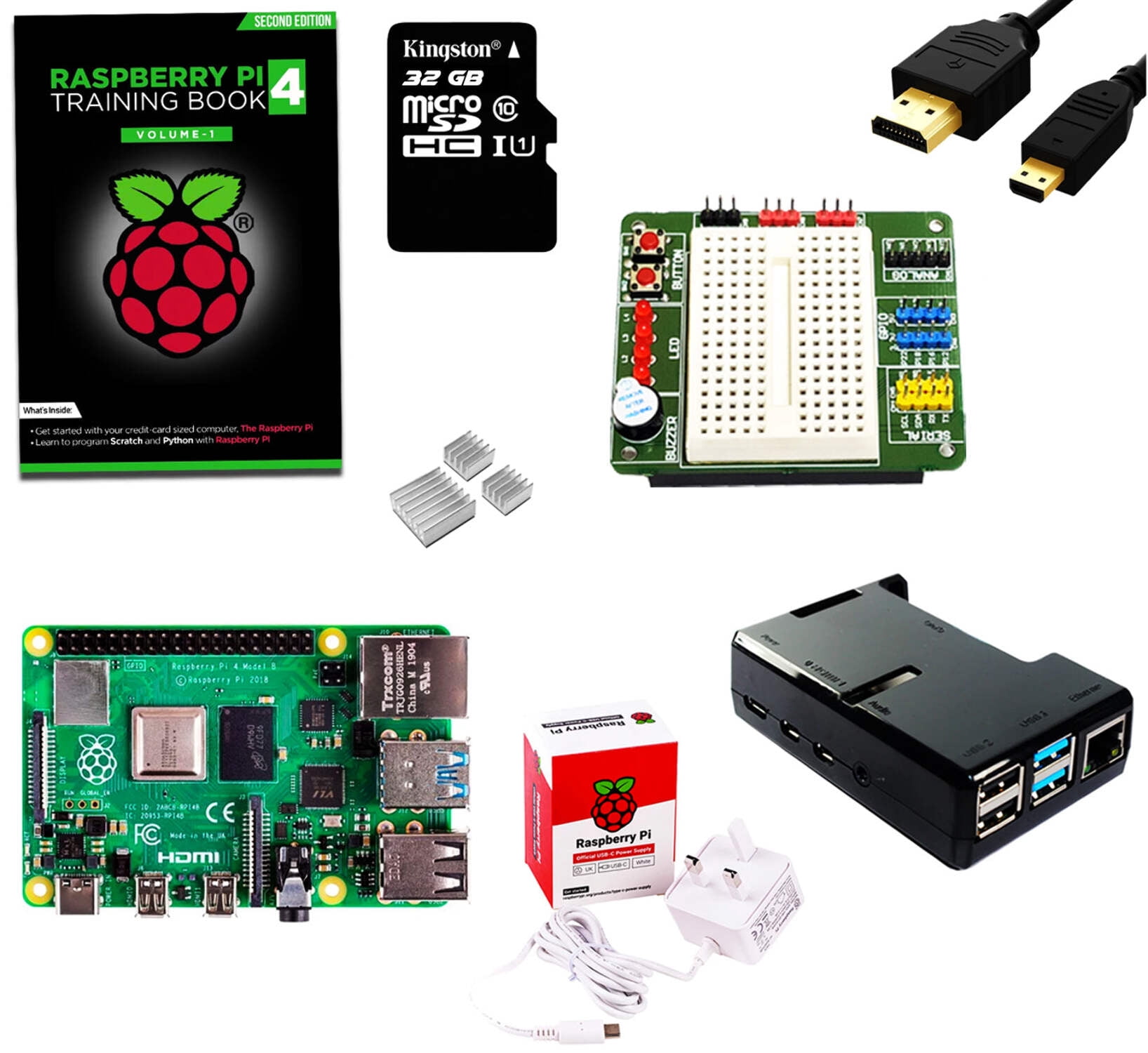 Raspberry Pi 4 Starter Kit with BreadPi Training Book - Walmart.com
