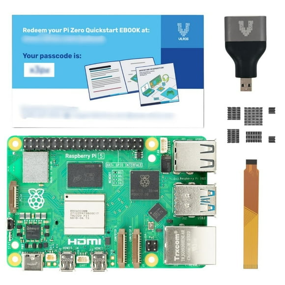 Raspberry Pi 5-8GB RAM with Vilros Heatsink Set,HDMI Adapter & Camera Cable Adapter
