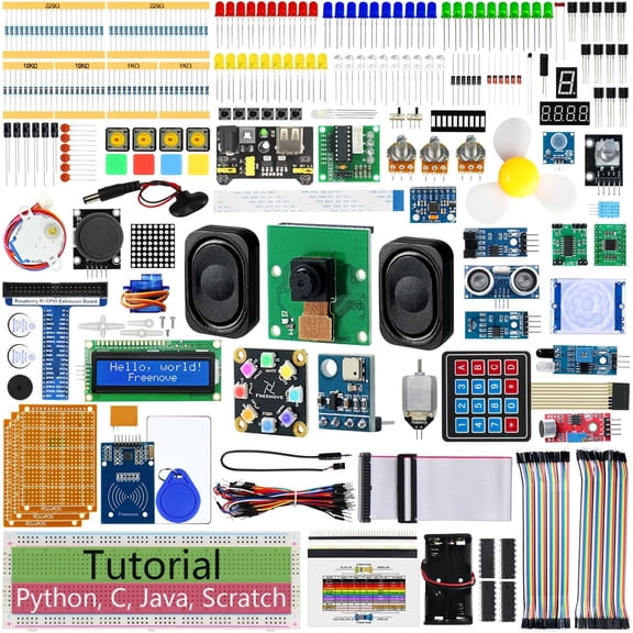 Raspberry Pi 543+5002 complete beginner's kit, includes 1170 pages of tutorials, code, 386 projects, 164 engineering projects, camera speaker (does not include Raspberry Pi)