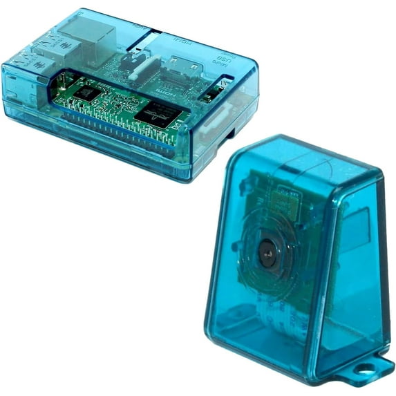 SB Components Blue Transparent Case for Raspberry Pi 3 B+ & Raspberry Pi 2 Model B with Blue Camera Case
