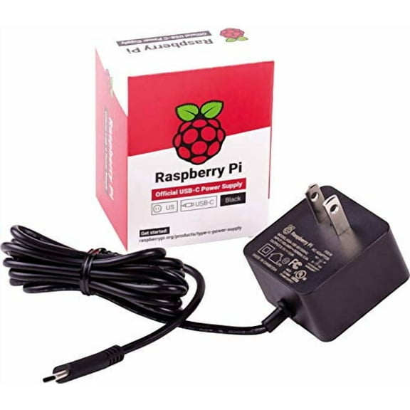 Raspberry Pi 4 Model B Official PSU, USB-C, 5.1V, 3A, US Plug, Black SC0218 Pi Accessory (KSA-15E-051300HU)