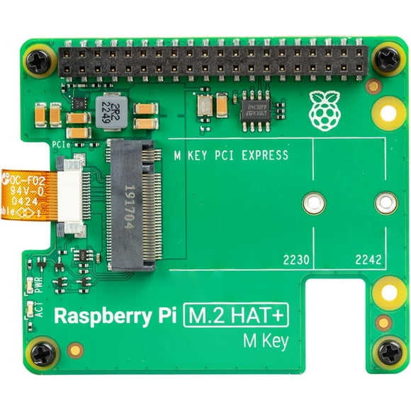Raspberry Pi SC1166 M.2 HAT, BOARD ROHS COMPLIANT NVMe drives, AI accelerators to Raspberry Pi 5s PCIe 2.0 interface