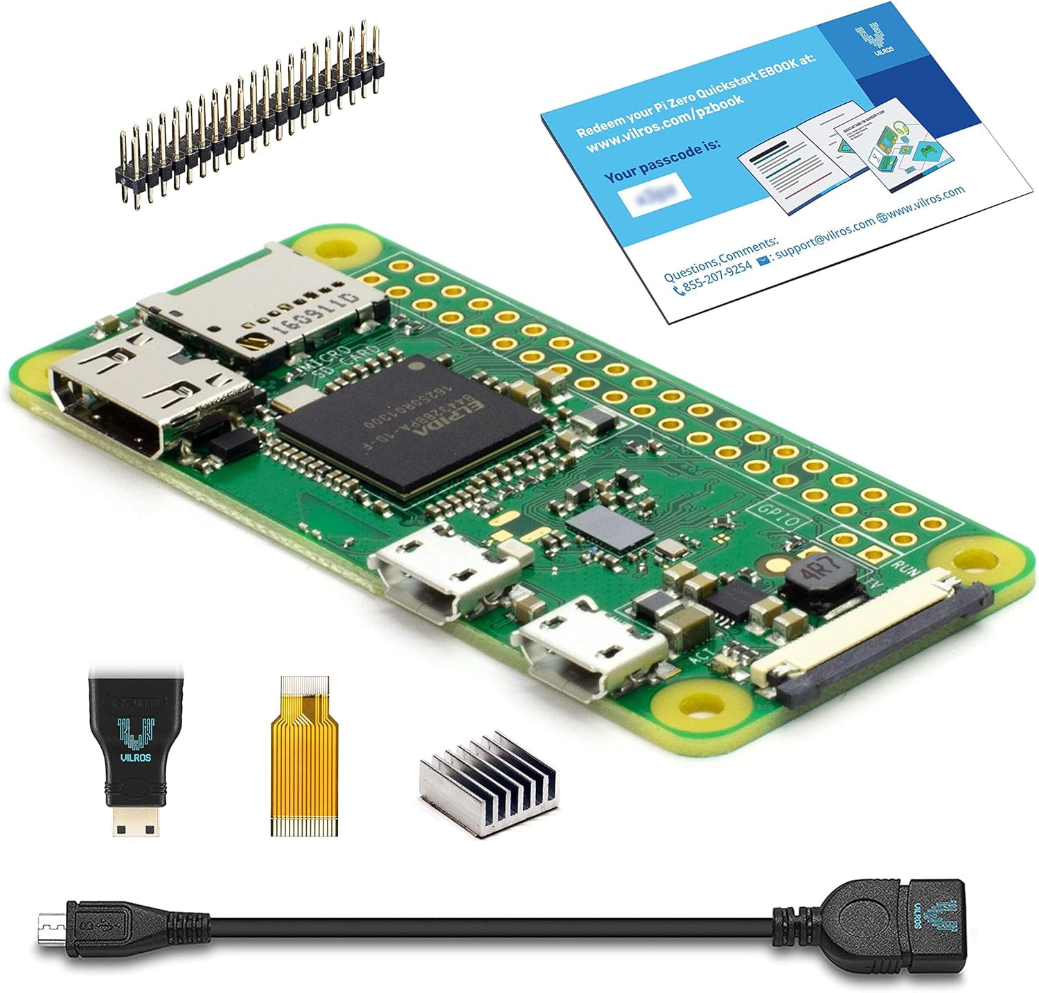 Raspberry Pi Zero W with Adapters & Quickstart E-Book Download Code ...