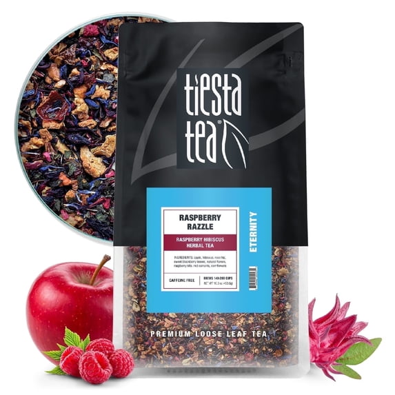 Tiesta Tea - Raspberry Razzle | Loose Leaf Herbal Tea | Caffeine-Free Berry Blend | Make Hot or Iced & Brews Up to 200 Cups | 16 Ounce Bulk Pouch