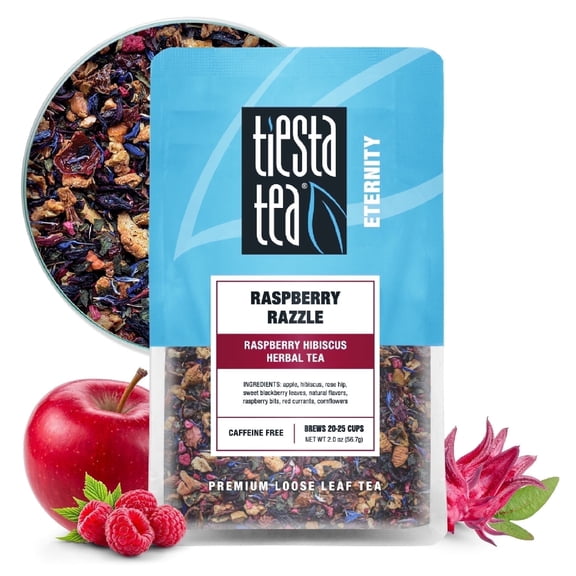 Tiesta Tea - Raspberry Razzle | Loose Leaf Herbal Tea | Caffeine-Free Berry Blend | Make Hot or Iced & Brews Up to 25 Cups | 2 Ounce Resealable Pouch