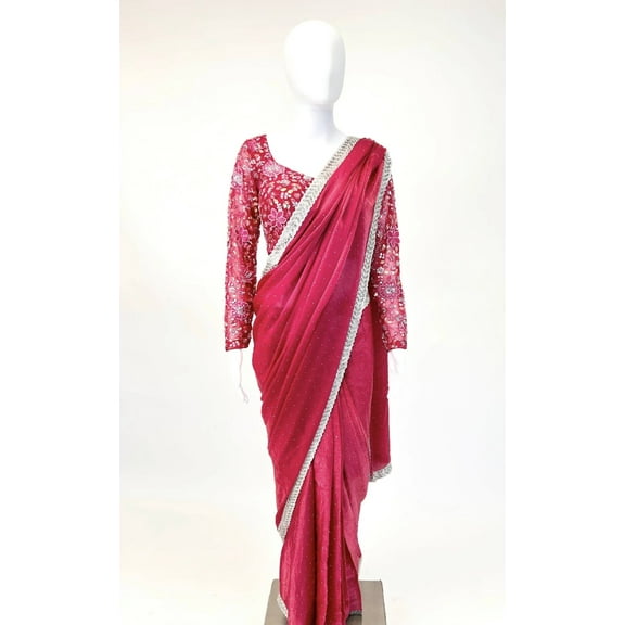 Raspberry Readymade Saree