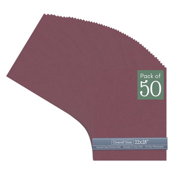 Raspberry Red 22x28 Uncut Art Mat Board - No Opening - 50 Mats