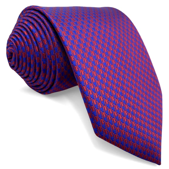 Raspberry Red Mens Tie Necktie for Men Houndstooth Wedding for Suit Jacket Medium 57.5"