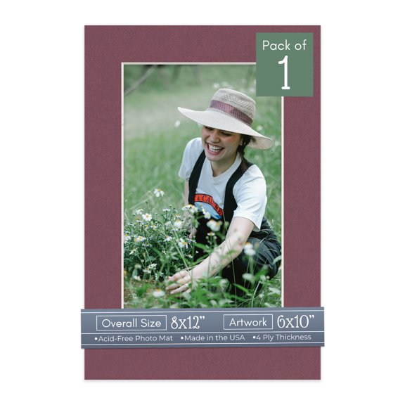 Raspberry Red Picture Frame Mat for 8x12 Frames - Fits 6x10 Photos - 1 Mat