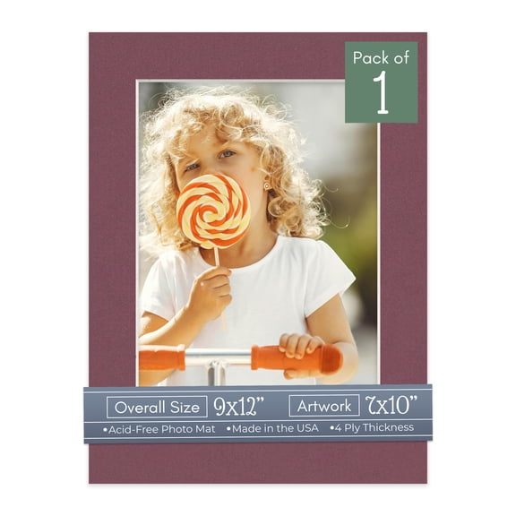 Raspberry Red Picture Frame Mat for 9x12 Frames - Fits 7x10 Photos - 1 Mat