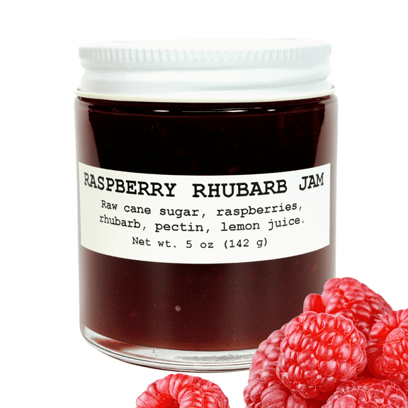 Raspberry Rhubarb Jam, 5 oz - Craft, Gourmet, Unusual Jams & Jellies Made in West Virginia, USA