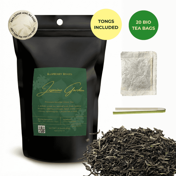 Kraft Raspberry Commercial Raspberry Roots Jasmine Green Tea Loose Leaf - Jasmine Tea Bags for Hot ...