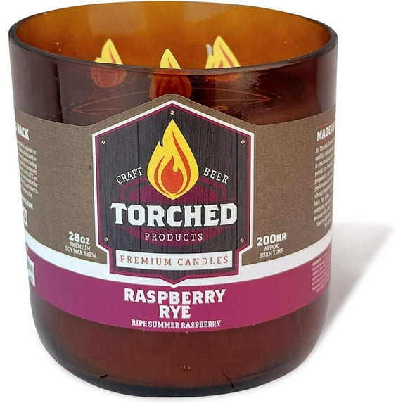 Torched Raspberry Rye Beer Candle Scent Candle Soy Wax Growler 28 oz