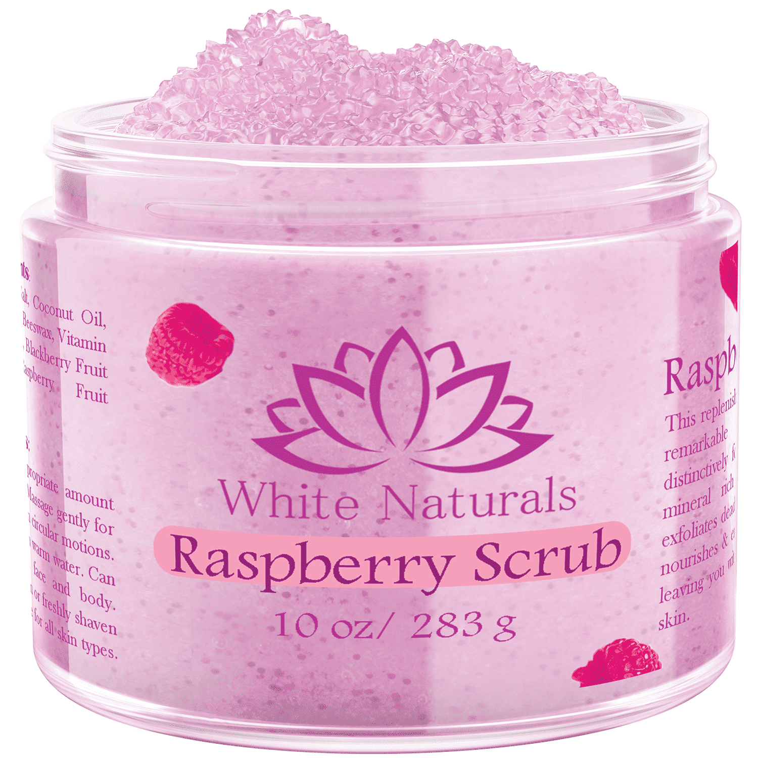 Soft Scrub Raspberry White Naturals Organic Raspberry Salt Scrub, 10 oz, Natural Exfoliator ...