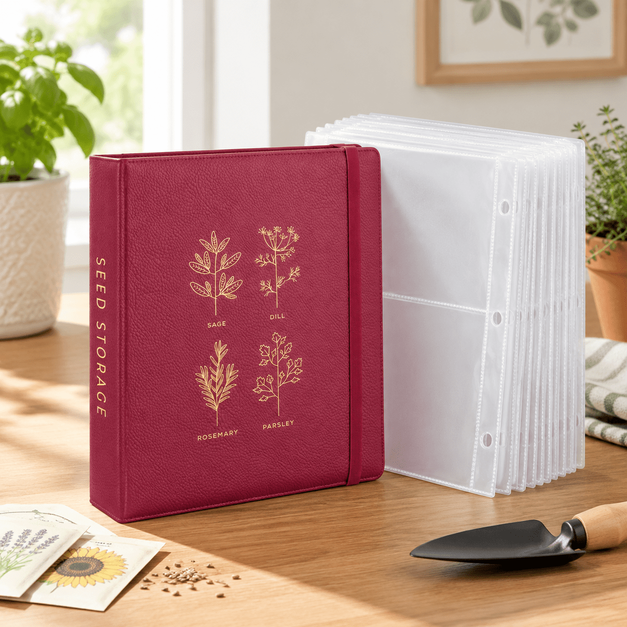 Food Packet Made In Raspberry Seed Packet Organizer Binder, Holds 200 Seed Packets with 50 ...