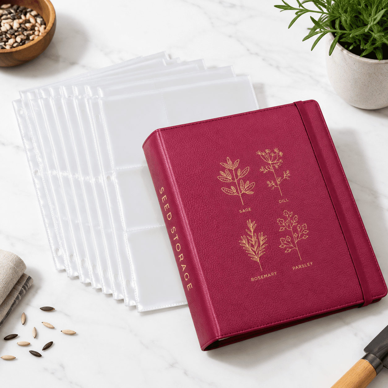 Food Packet Made In Raspberry Seed Packet Organizer Binder with 50 4-Pocket Sheet ...