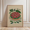 thumbnail image 1 of Raspberry Tart Green Red Linocut Poster, Stretched Canvas 8x10in, 1 of 4