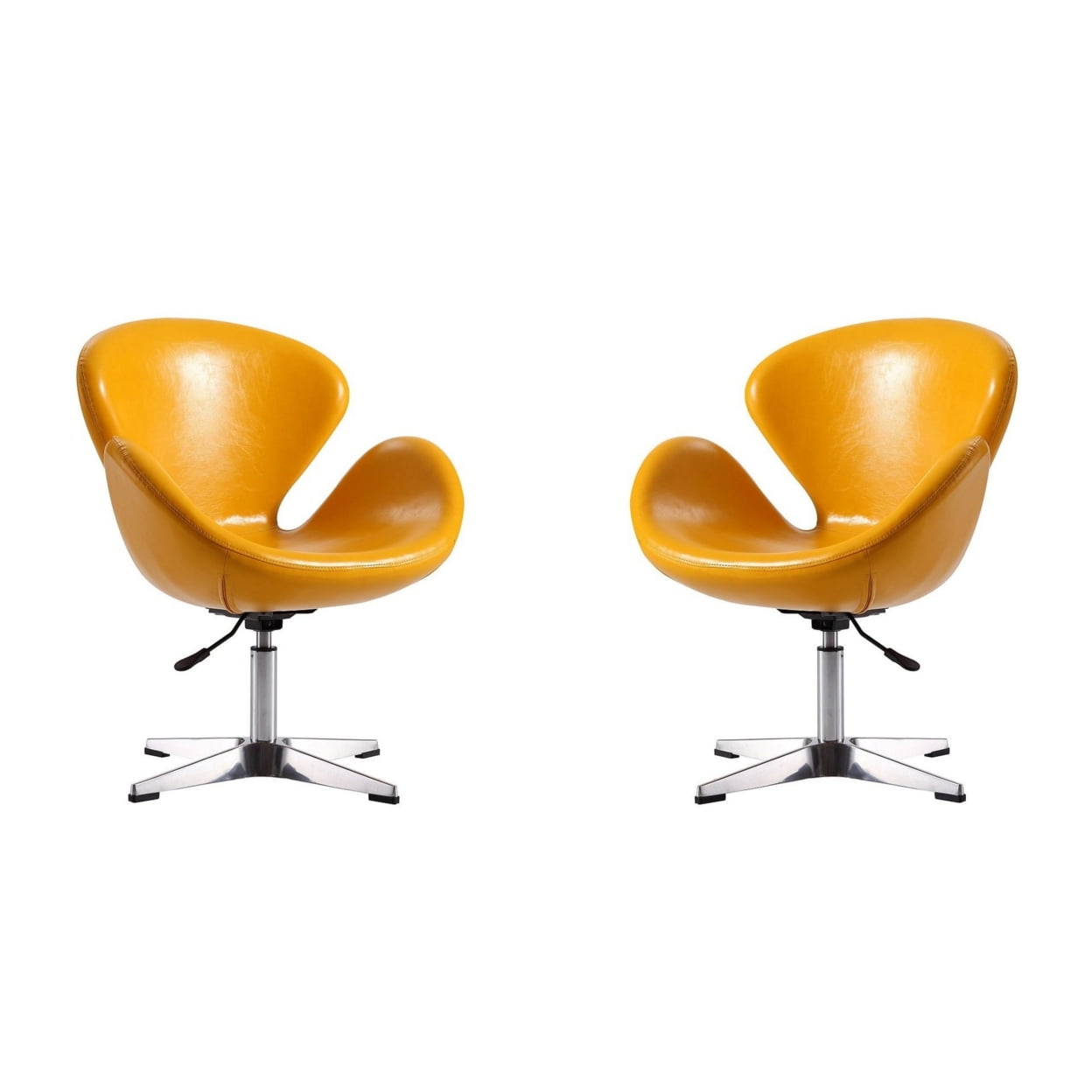 Raspberry Yellow Faux Leather Swivel Chair Set of 2