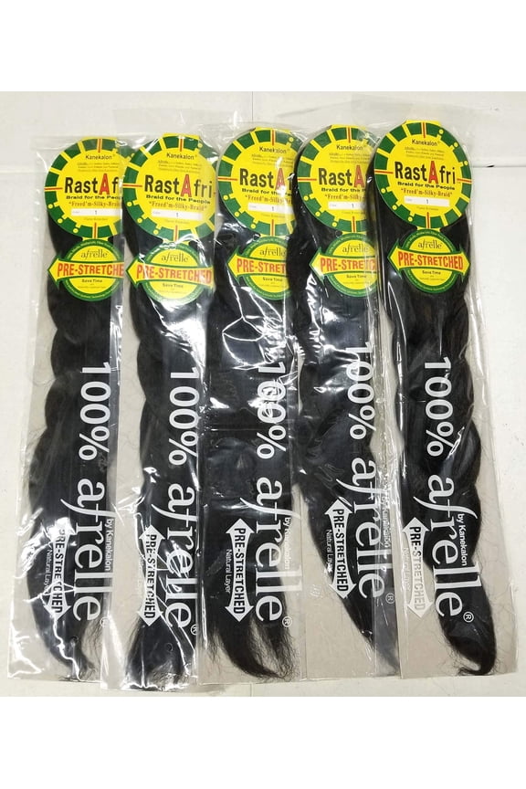 Pre-Stretched Silky Braiding Hair (5 Single Packs, #1)