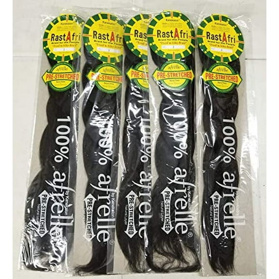 RastAfri Pre-Stretched Silky Braiding Hair (5 Single Packs, #2)