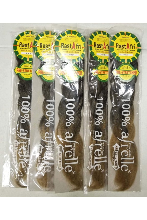 Pre-Stretched Silky Braiding .. Hair (5 Single Packs, .. #BT 1B/27)