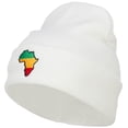 thumbnail image 1 of Rasta Africa Map Embroidered Long Beanie - White OSFM, 1 of 5