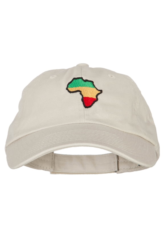 Rasta Africa Map Embroidered Low Profile Cotton Cap - Putty OSFM