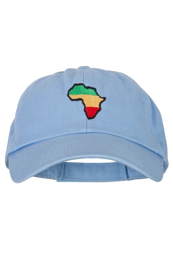 Rasta Africa Map Embroidered Low Profile Cotton Cap - Sky Blue OSFM