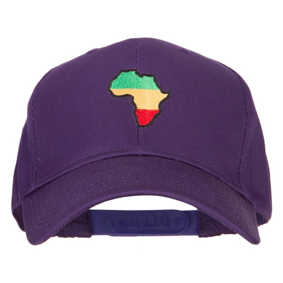 Rasta Africa Map Embroidered Solid Cotton Pro Cap - Purple OSFM